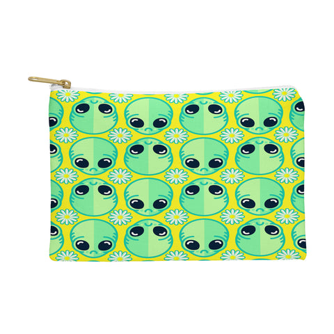 Chobopop Sad Alien And Daisy Pattern Pouch