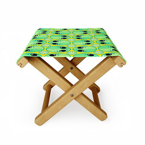 Chobopop Sad Alien And Daisy Pattern Folding Stool