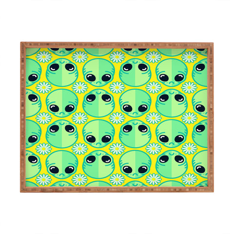 Chobopop Sad Alien And Daisy Pattern Rectangular Tray