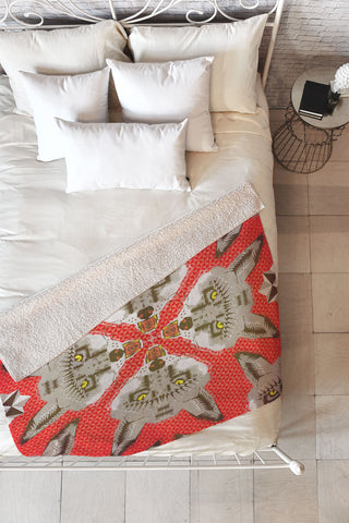 Chobopop Silver Fox Pattern Fleece Throw Blanket