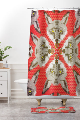 Chobopop Silver Fox Pattern Shower Curtain And Mat