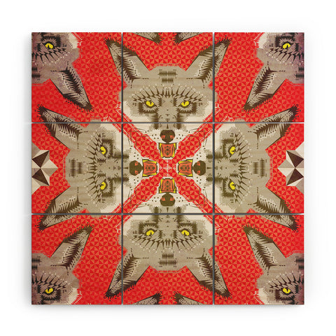 Chobopop Silver Fox Pattern Wood Wall Mural