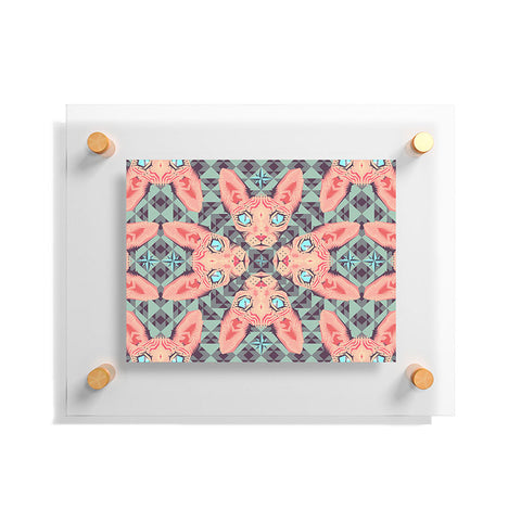 Chobopop Sphynx Cat Blue Pattern Floating Acrylic Print