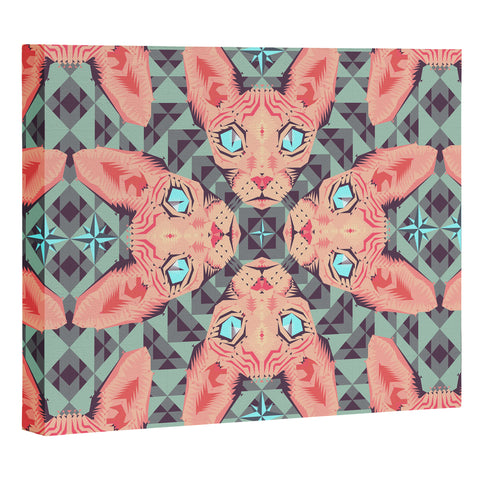 Chobopop Sphynx Cat Blue Pattern Art Canvas