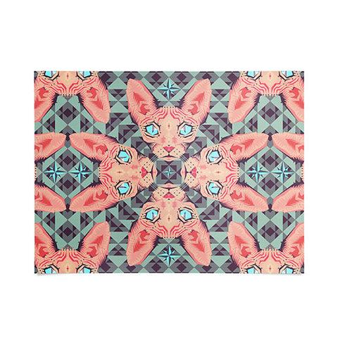 Chobopop Sphynx Cat Blue Pattern Poster