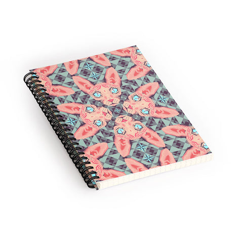 Chobopop Sphynx Cat Blue Pattern Spiral Notebook