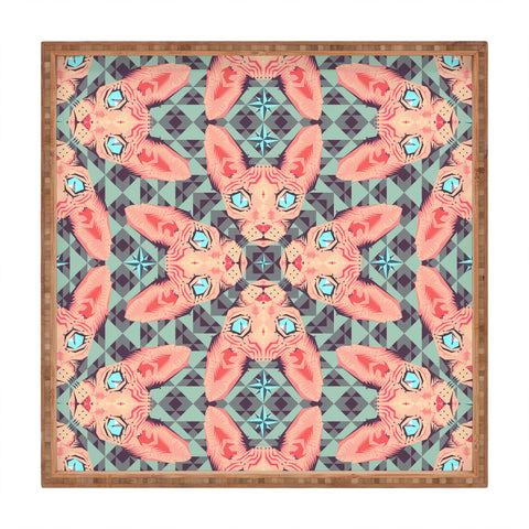 Chobopop Sphynx Cat Blue Pattern Square Tray
