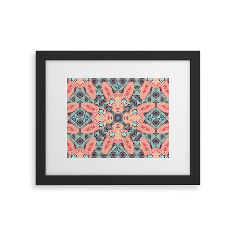 Chobopop Sphynx Cat Blue Pattern Framed Art Print