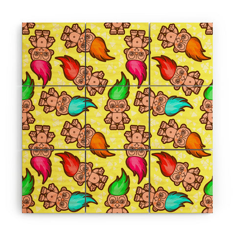 Chobopop Troll Pattern Wood Wall Mural