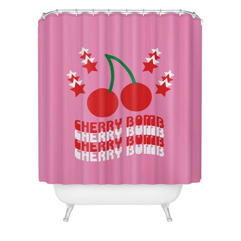 Circa78Designs Cherry Bomb Shower Curtain