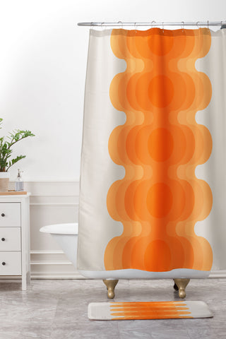 Circa78Designs Echoes Creamsicle Shower Curtain And Mat