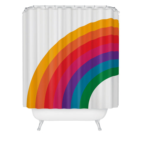 Circa78Designs Retro Bright Rainbow Left Side Shower Curtain