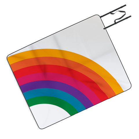 Circa78Designs Retro Bright Rainbow Left Side Picnic Blanket