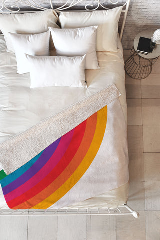 Circa78Designs Retro Bright Rainbow Right Side Fleece Throw Blanket