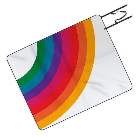 Circa78Designs Retro Bright Rainbow Right Side Picnic Blanket