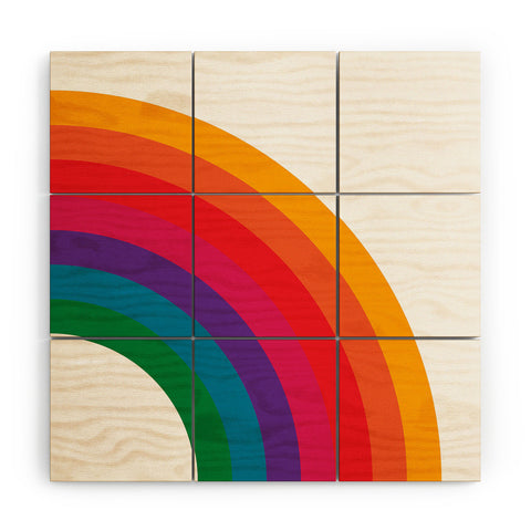 Circa78Designs Retro Bright Rainbow Right Side Wood Wall Mural