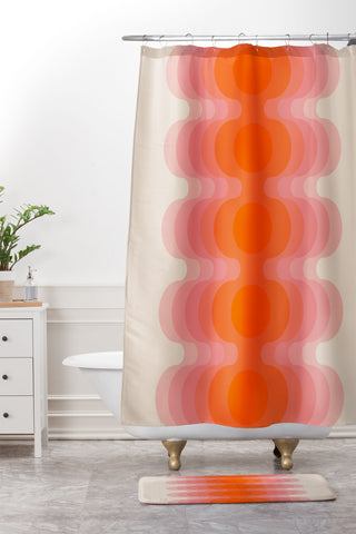 Circa78Designs Strawberry Echo Shower Curtain And Mat