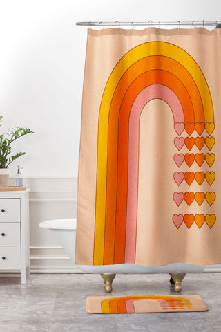Circa78Designs Sweetheart Rainbow Shower Curtain And Mat