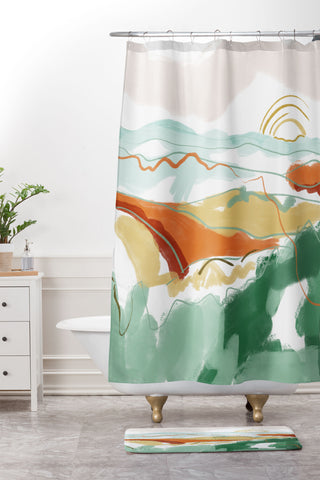 Claire Kelsey Sunrise Appalachia Shower Curtain And Mat
