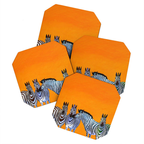 Clara Nilles Candy Stripe Zebras Coaster Set