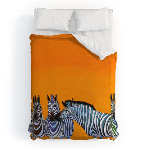 Clara Nilles Candy Stripe Zebras Duvet Cover