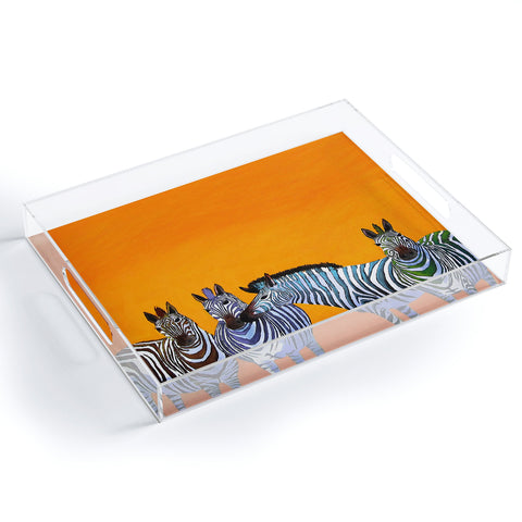 Clara Nilles Candy Stripe Zebras Acrylic Tray