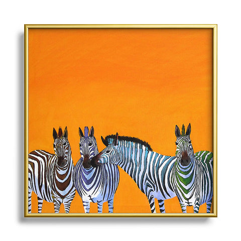 Clara Nilles Candy Stripe Zebras Metal Square Framed Art Print