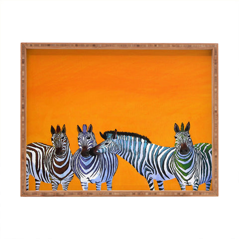 Clara Nilles Candy Stripe Zebras Rectangular Tray