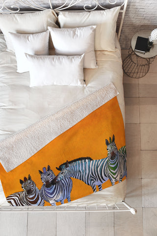 Clara Nilles Candy Stripe Zebras Fleece Throw Blanket