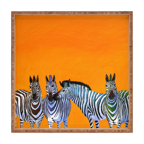 Clara Nilles Candy Stripe Zebras Square Tray