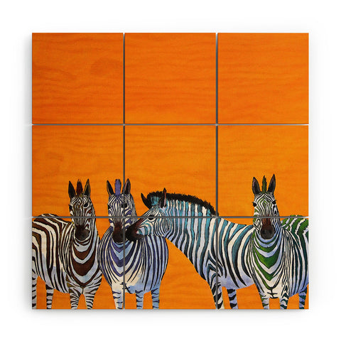 Clara Nilles Candy Stripe Zebras Wood Wall Mural
