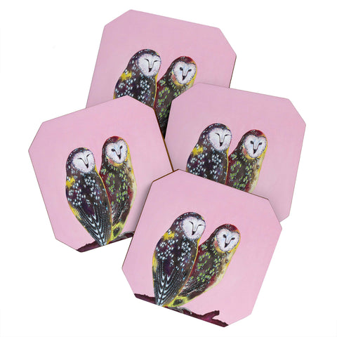 Clara Nilles Chocolate Mint Chip Owls Coaster Set