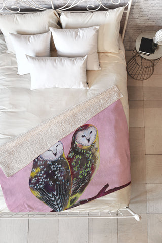Clara Nilles Chocolate Mint Chip Owls Fleece Throw Blanket
