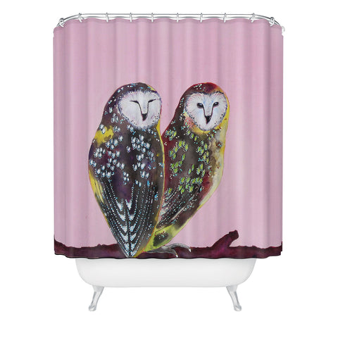 Clara Nilles Chocolate Mint Chip Owls Shower Curtain