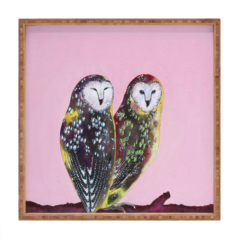 Clara Nilles Chocolate Mint Chip Owls Square Tray