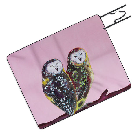 Clara Nilles Chocolate Mint Chip Owls Picnic Blanket