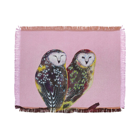 Clara Nilles Chocolate Mint Chip Owls Throw Blanket