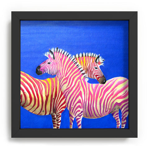 Clara Nilles Diva Zebras On Royal Sapphire Recessed Framing Square