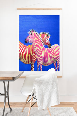 Clara Nilles Diva Zebras On Royal Sapphire Art Print And Hanger