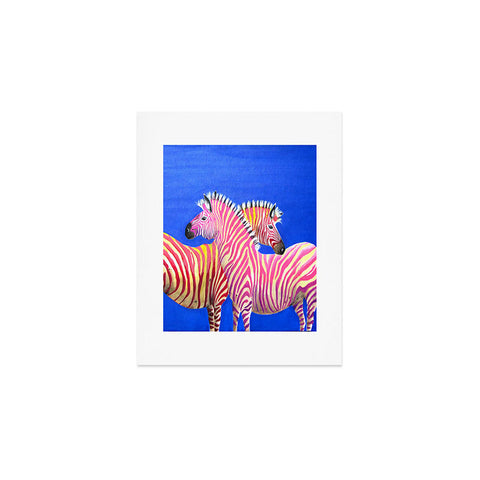 Clara Nilles Diva Zebras On Royal Sapphire Art Print