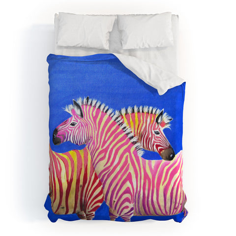 Clara Nilles Diva Zebras On Royal Sapphire Duvet Cover