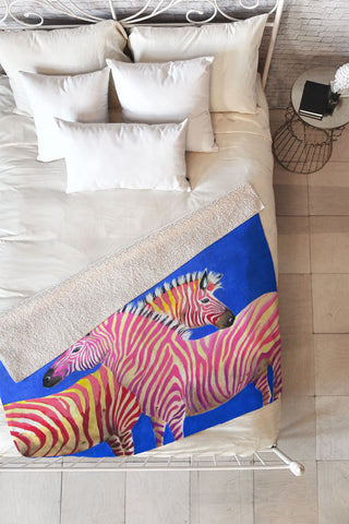 Clara Nilles Diva Zebras On Royal Sapphire Fleece Throw Blanket