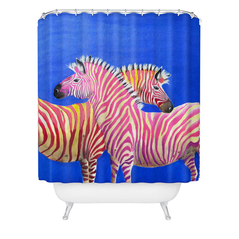 Clara Nilles Diva Zebras On Royal Sapphire Shower Curtain