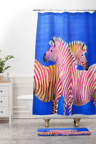Clara Nilles Diva Zebras On Royal Sapphire Shower Curtain And Mat