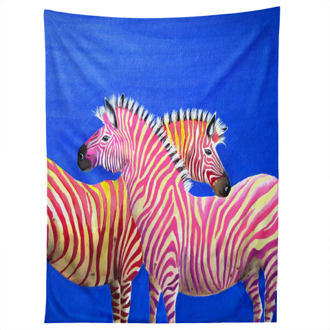 Clara Nilles Diva Zebras On Royal Sapphire Tapestry