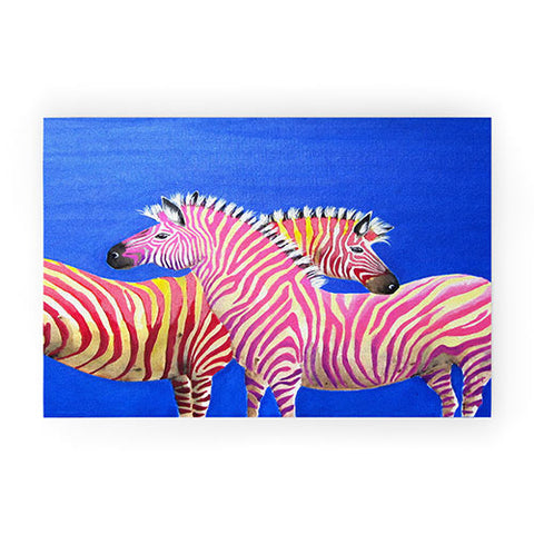 Clara Nilles Diva Zebras On Royal Sapphire Welcome Mat