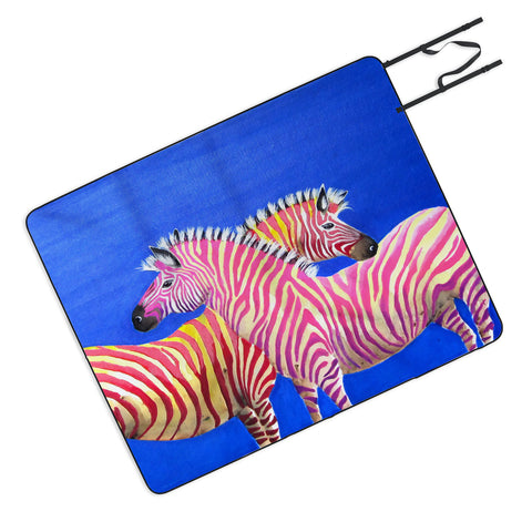 Clara Nilles Diva Zebras On Royal Sapphire Picnic Blanket