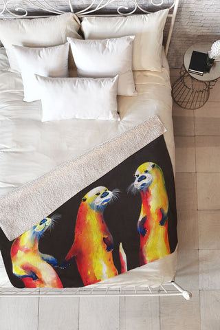 Clara Nilles Flaming Otters Fleece Throw Blanket
