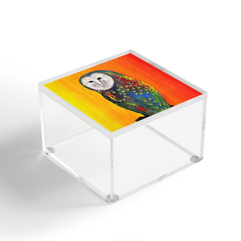Clara Nilles Glowing Owl On Sunset Acrylic Box