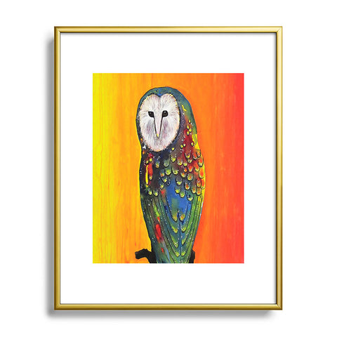 Clara Nilles Glowing Owl On Sunset Metal Framed Art Print